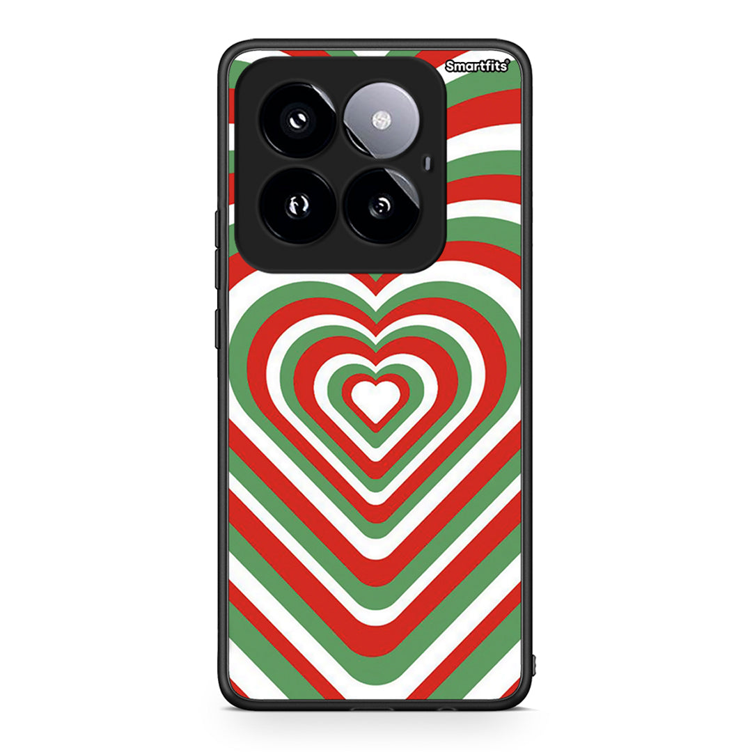 Xiaomi 14 Pro 5G Christmas Hearts θήκη από τη Smartfits με σχέδιο στο πίσω μέρος και μαύρο περίβλημα | Smartphone case with colorful back and black bezels by Smartfits