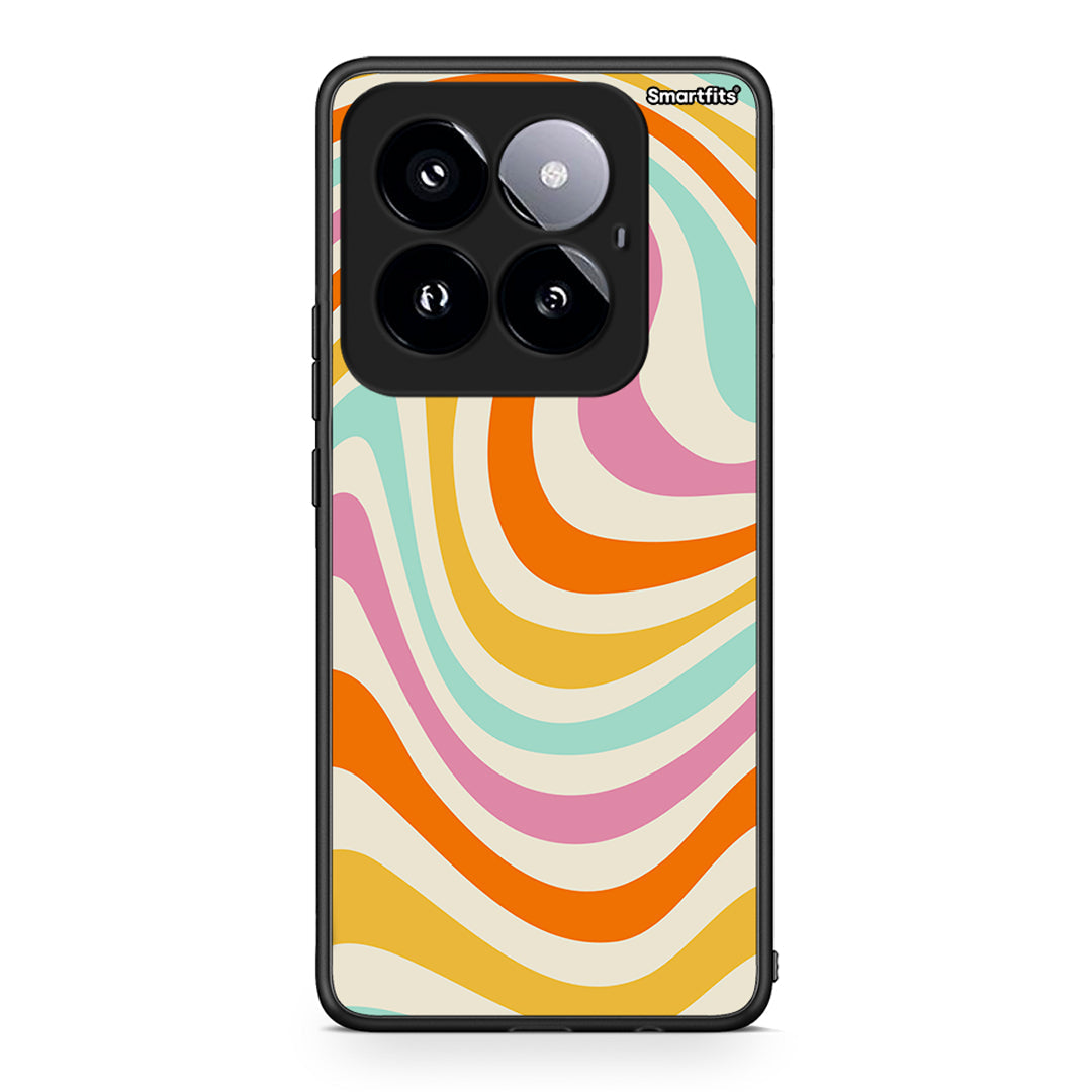 Xiaomi 14 Pro 5G Colourful Waves θήκη από τη Smartfits με σχέδιο στο πίσω μέρος και μαύρο περίβλημα | Smartphone case with colorful back and black bezels by Smartfits