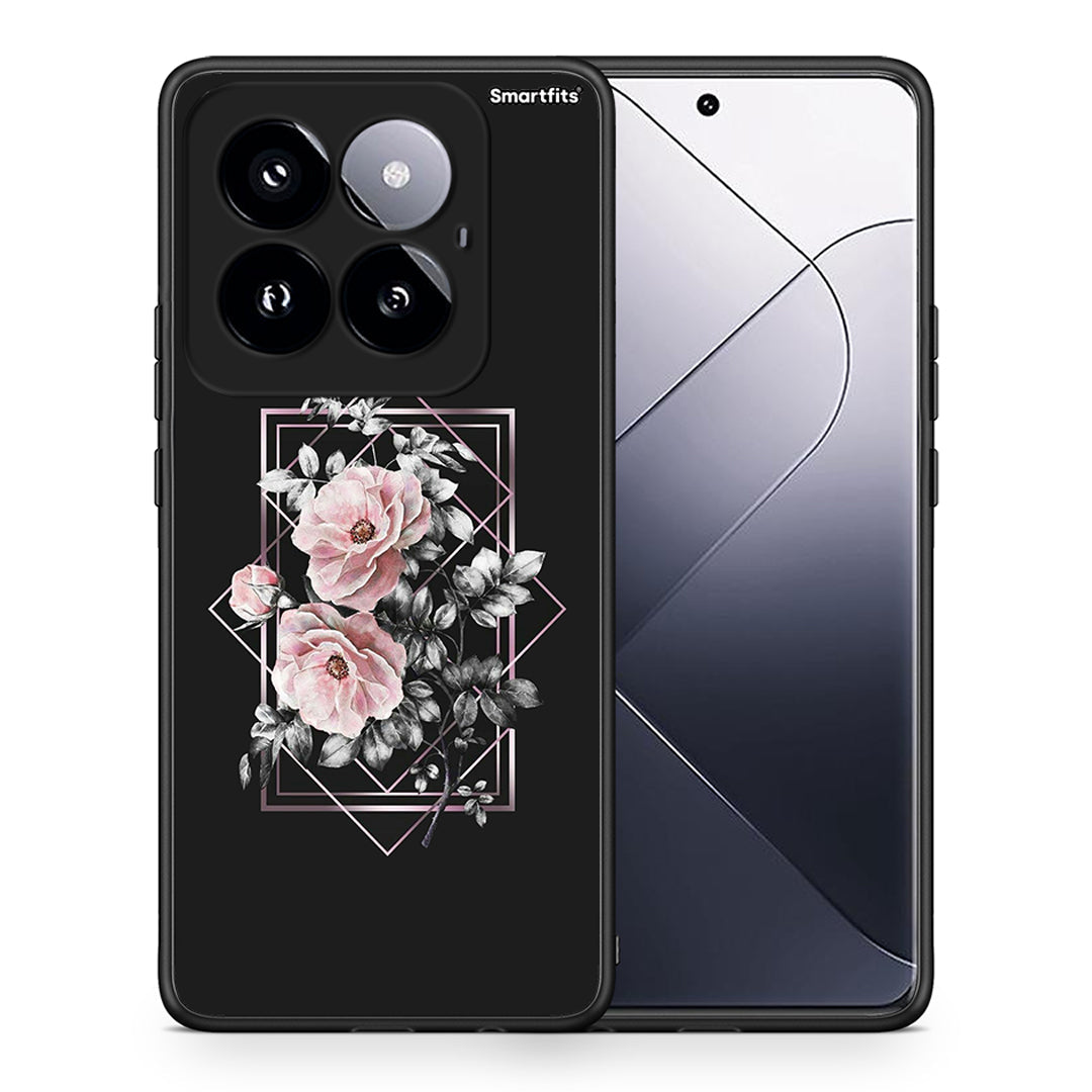 Θήκη Xiaomi 14 Pro 5G Frame Flower από τη Smartfits με σχέδιο στο πίσω μέρος και μαύρο περίβλημα | Xiaomi 14 Pro 5G Frame Flower case with colorful back and black bezels