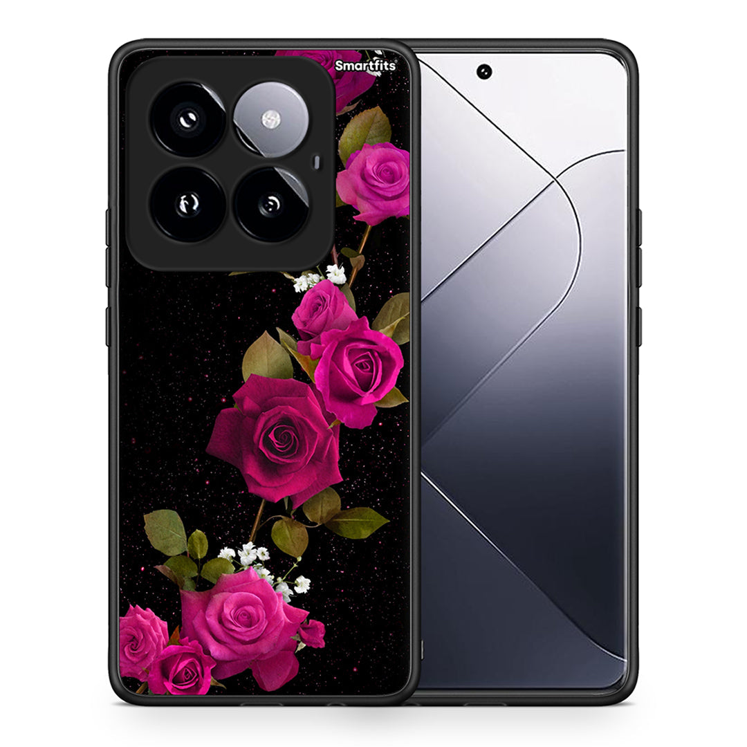 Θήκη Xiaomi 14 Pro 5G Red Roses Flower από τη Smartfits με σχέδιο στο πίσω μέρος και μαύρο περίβλημα | Xiaomi 14 Pro 5G Red Roses Flower case with colorful back and black bezels