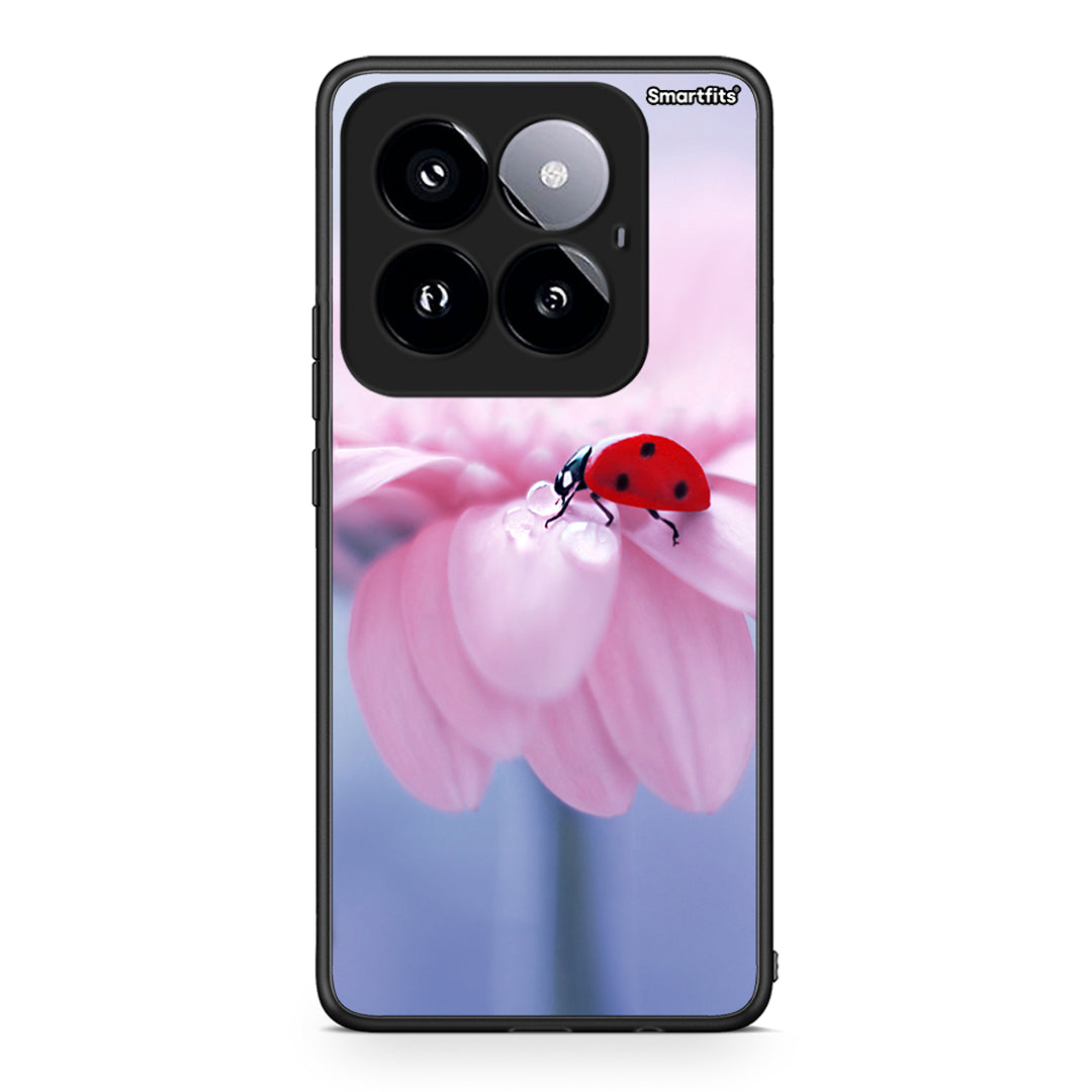 Xiaomi 14 Pro 5G Ladybug Flower θήκη από τη Smartfits με σχέδιο στο πίσω μέρος και μαύρο περίβλημα | Smartphone case with colorful back and black bezels by Smartfits