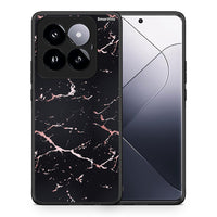 Thumbnail for Θήκη Xiaomi 14 Pro 5G Black Rosegold Marble από τη Smartfits με σχέδιο στο πίσω μέρος και μαύρο περίβλημα | Xiaomi 14 Pro 5G Black Rosegold Marble case with colorful back and black bezels