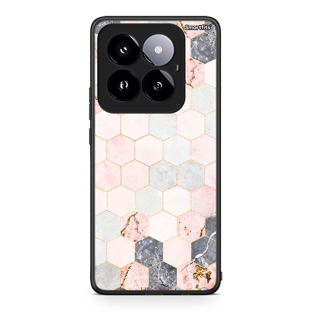 4 - Xiaomi 14 Pro 5G Hexagon Pink Marble case, cover, bumper