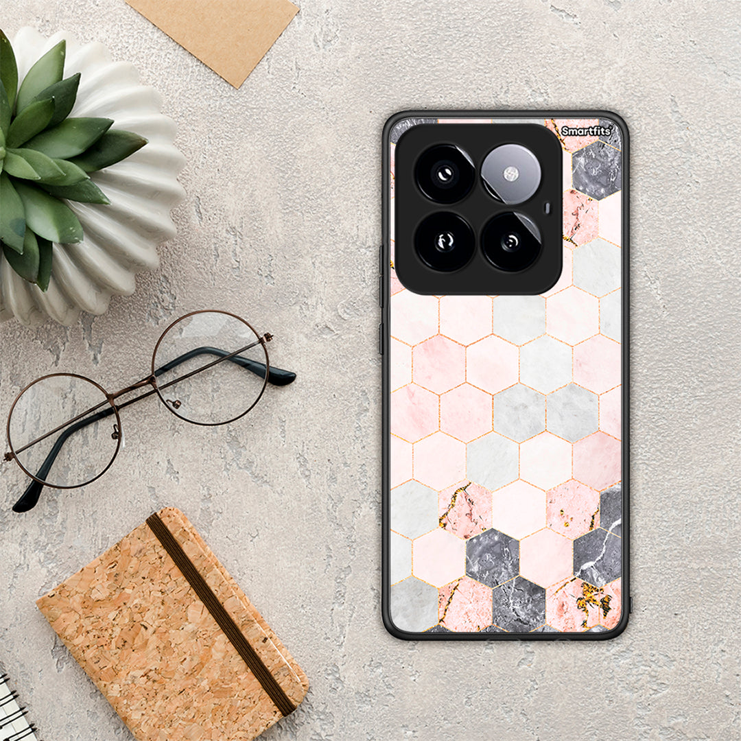 Marble Hexagon Pink - Xiaomi 14 Pro 5g Case