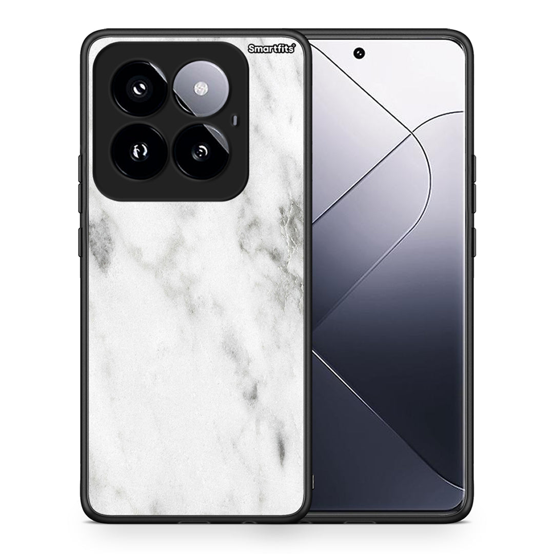 Θήκη Xiaomi 14 Pro 5G White Marble από τη Smartfits με σχέδιο στο πίσω μέρος και μαύρο περίβλημα | Xiaomi 14 Pro 5G White Marble case with colorful back and black bezels