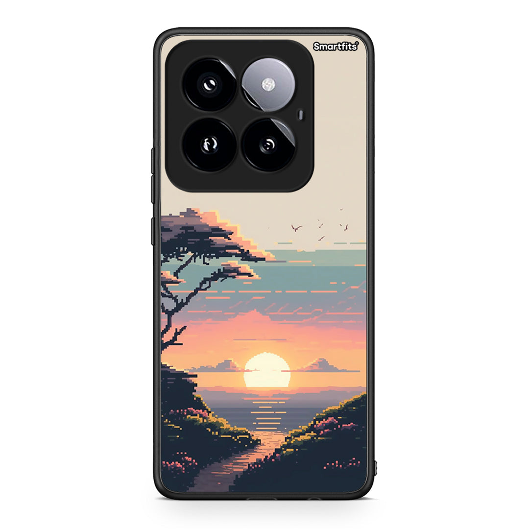 Xiaomi 14 Pro 5G Pixel Sunset Θήκη από τη Smartfits με σχέδιο στο πίσω μέρος και μαύρο περίβλημα | Smartphone case with colorful back and black bezels by Smartfits