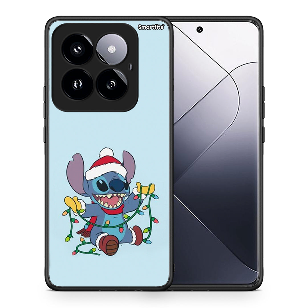 Θήκη Xiaomi 14 Pro 5G Santa Stich από τη Smartfits με σχέδιο στο πίσω μέρος και μαύρο περίβλημα | Xiaomi 14 Pro 5G Santa Stich case with colorful back and black bezels