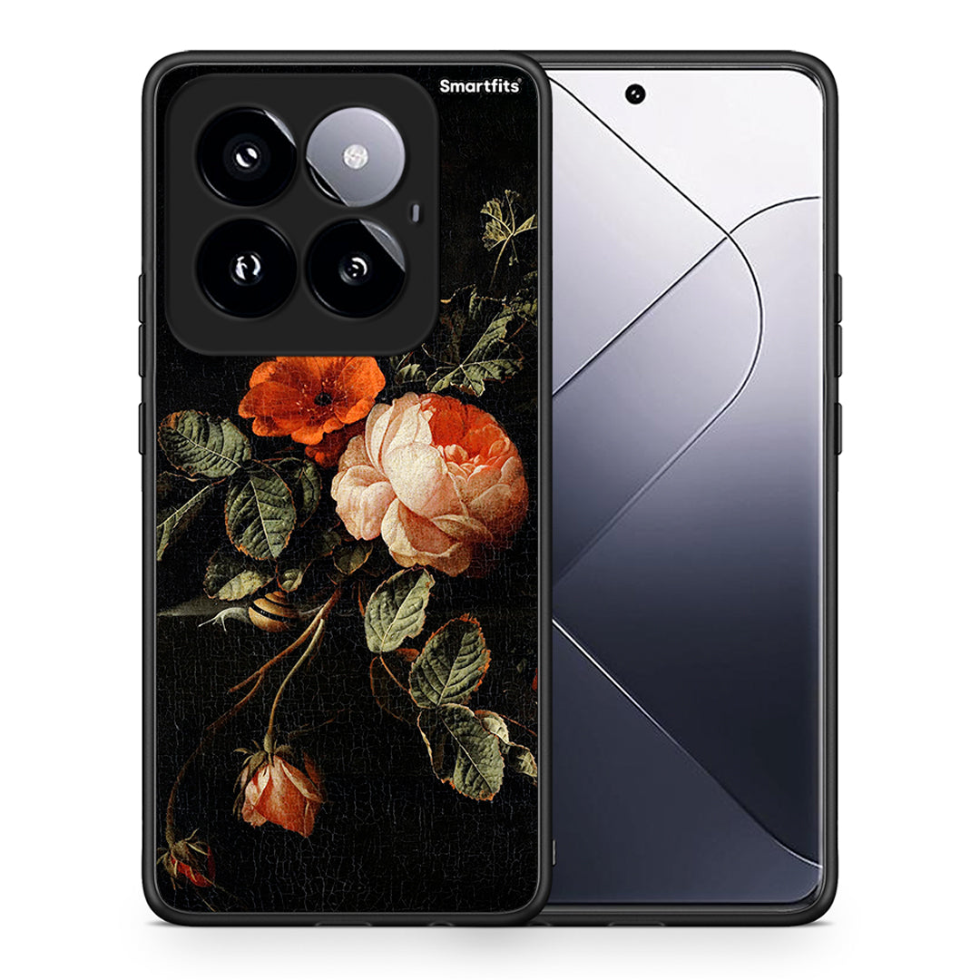 Θήκη Xiaomi 14 Pro 5G Vintage Roses από τη Smartfits με σχέδιο στο πίσω μέρος και μαύρο περίβλημα | Xiaomi 14 Pro 5G Vintage Roses case with colorful back and black bezels