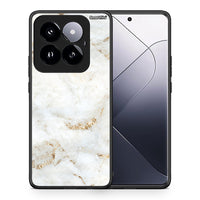 Thumbnail for Θήκη Xiaomi 14 Pro 5G White Gold Marble από τη Smartfits με σχέδιο στο πίσω μέρος και μαύρο περίβλημα | Xiaomi 14 Pro 5G White Gold Marble case with colorful back and black bezels