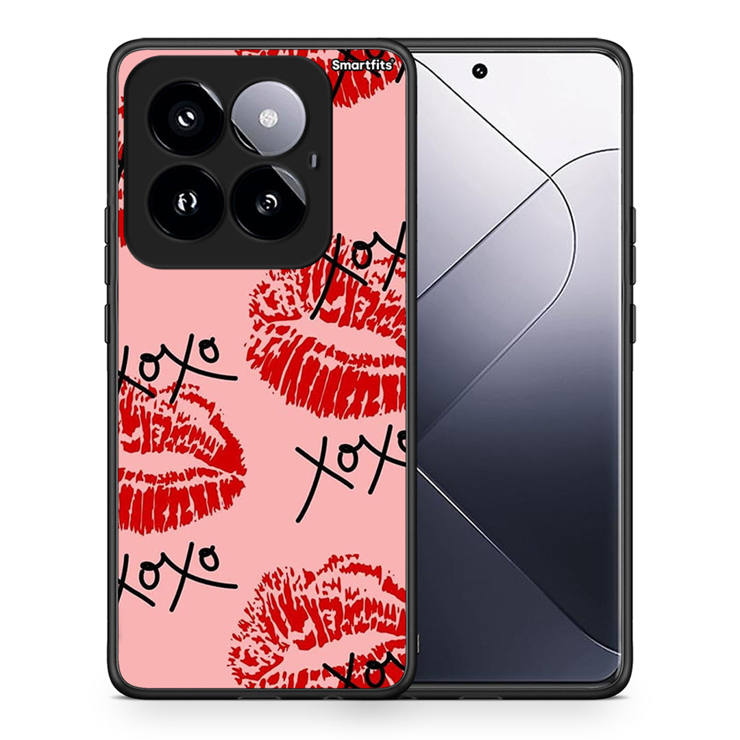 Θήκη Xiaomi 14 Pro 5G XOXO Lips από τη Smartfits με σχέδιο στο πίσω μέρος και μαύρο περίβλημα | Xiaomi 14 Pro 5G XOXO Lips case with colorful back and black bezels