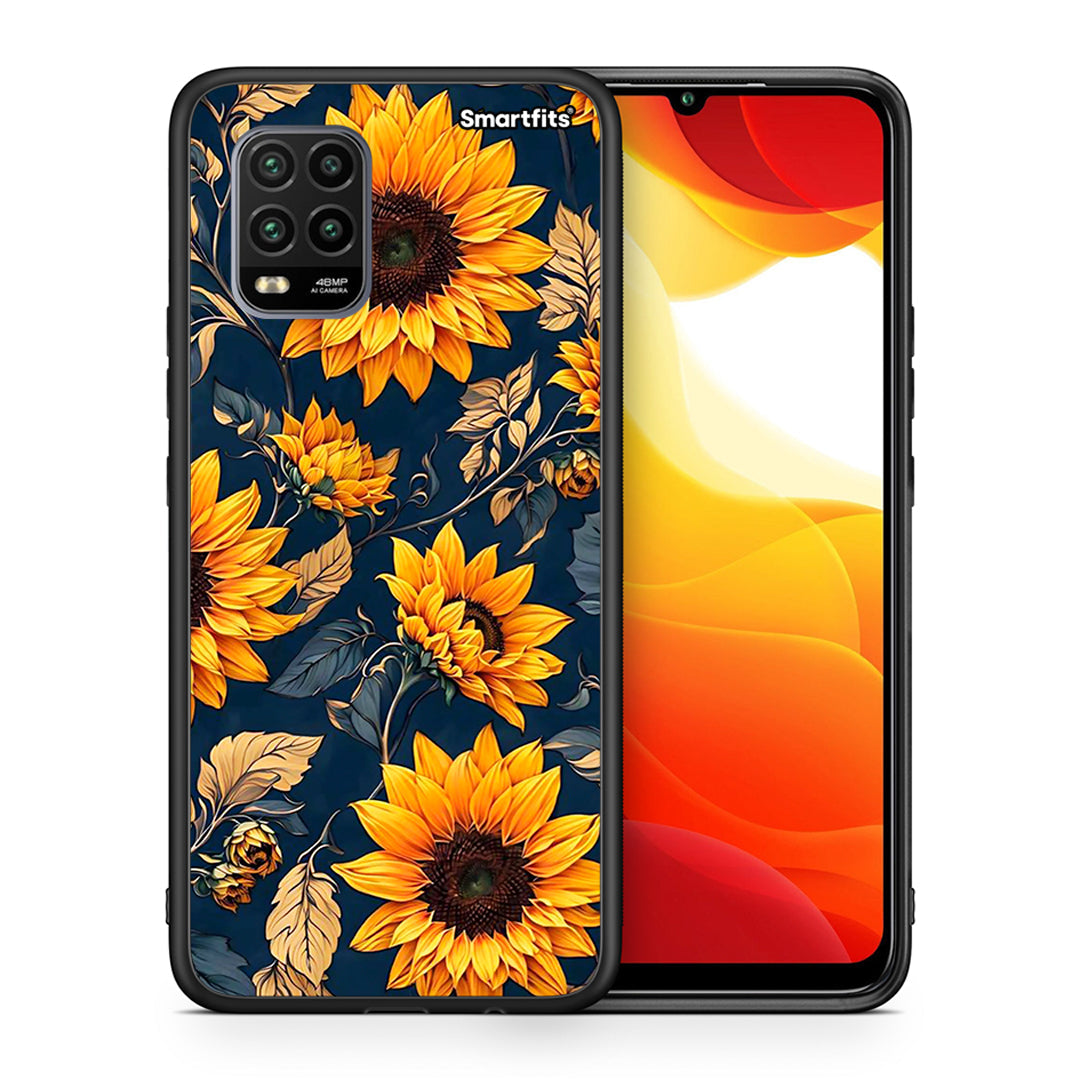 Θήκη Xiaomi Mi 10 Lite Autumn Sunflowers από τη Smartfits με σχέδιο στο πίσω μέρος και μαύρο περίβλημα | Xiaomi Mi 10 Lite Autumn Sunflowers case with colorful back and black bezels