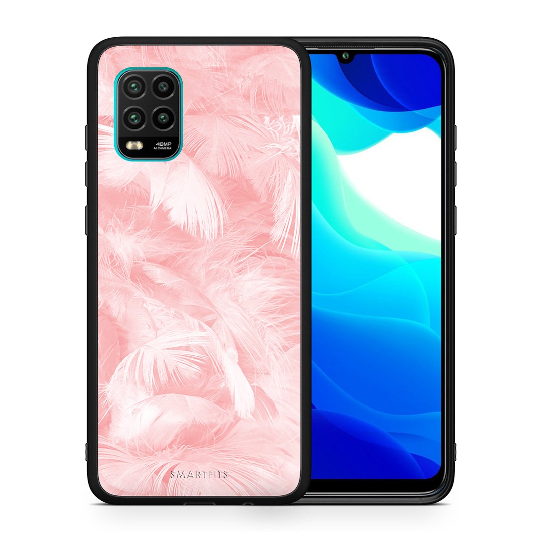 Θήκη Xiaomi Mi 10 Lite Pink Feather Boho από τη Smartfits με σχέδιο στο πίσω μέρος και μαύρο περίβλημα | Xiaomi Mi 10 Lite Pink Feather Boho case with colorful back and black bezels