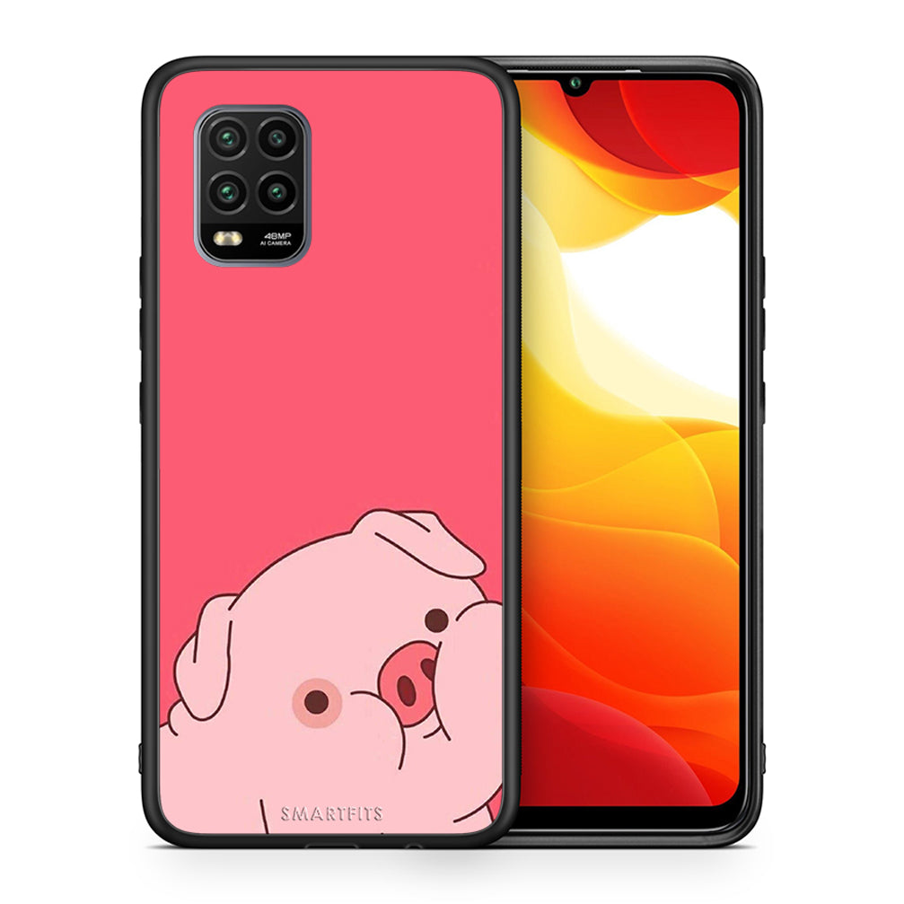 Θήκη Αγίου Βαλεντίνου Xiaomi Mi 10 Lite Pig Love 1 από τη Smartfits με σχέδιο στο πίσω μέρος και μαύρο περίβλημα | Xiaomi Mi 10 Lite Pig Love 1 case with colorful back and black bezels