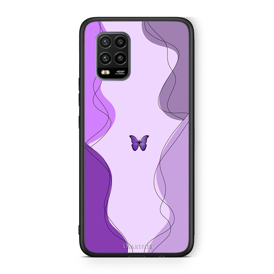 Xiaomi Mi 10 Lite Purple Mariposa Θήκη Αγίου Βαλεντίνου από τη Smartfits με σχέδιο στο πίσω μέρος και μαύρο περίβλημα | Smartphone case with colorful back and black bezels by Smartfits