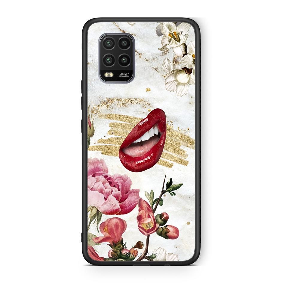 Xiaomi Mi 10 Lite Red Lips θήκη από τη Smartfits με σχέδιο στο πίσω μέρος και μαύρο περίβλημα | Smartphone case with colorful back and black bezels by Smartfits