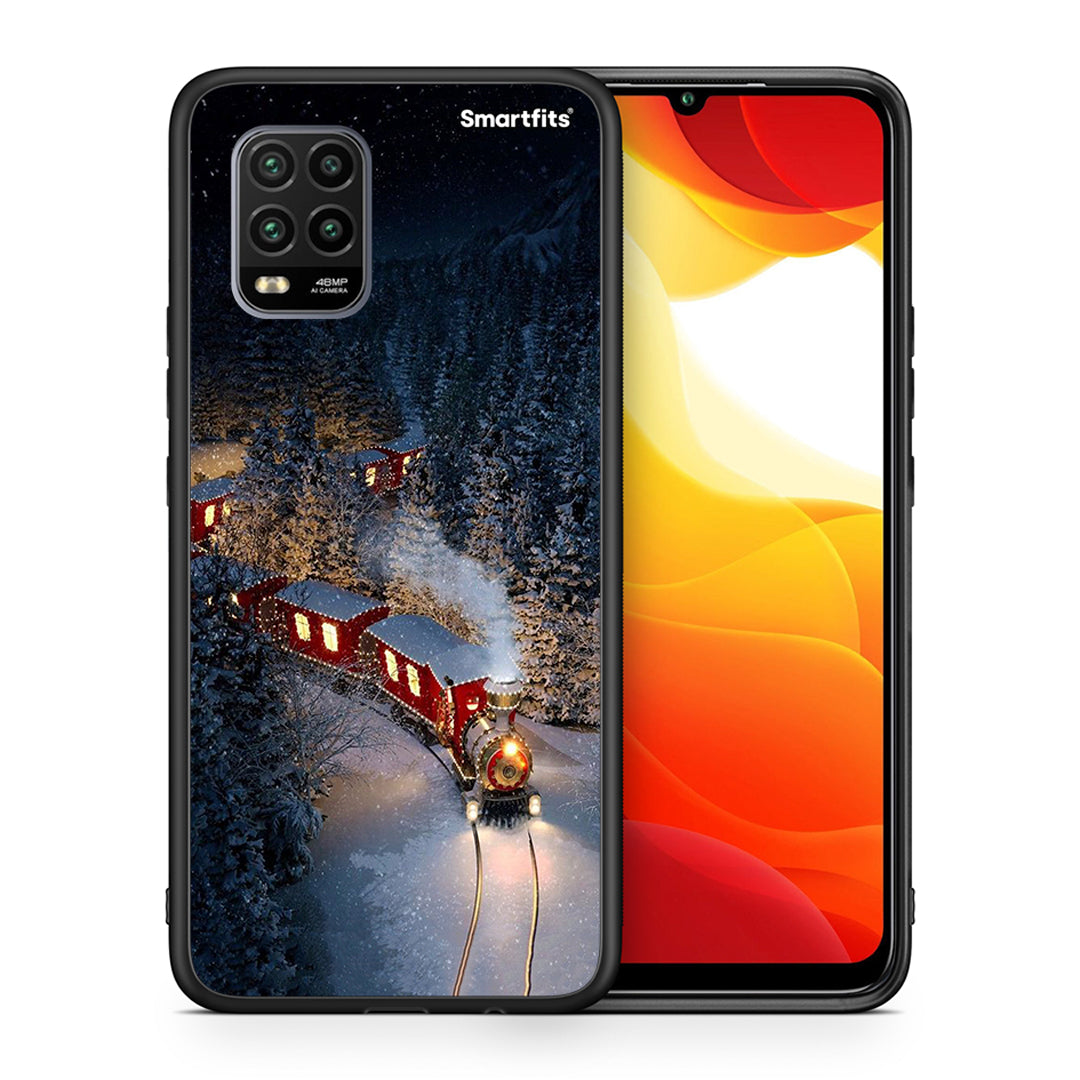 Θήκη Xiaomi Mi 10 Lite Xmas Train από τη Smartfits με σχέδιο στο πίσω μέρος και μαύρο περίβλημα | Xiaomi Mi 10 Lite Xmas Train case with colorful back and black bezels