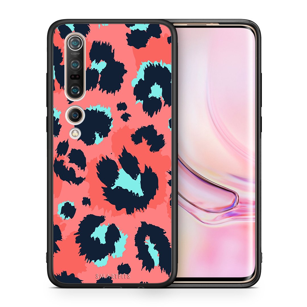 Θήκη Xiaomi Mi 10 Pro Pink Leopard Animal από τη Smartfits με σχέδιο στο πίσω μέρος και μαύρο περίβλημα | Xiaomi Mi 10 Pro Pink Leopard Animal case with colorful back and black bezels