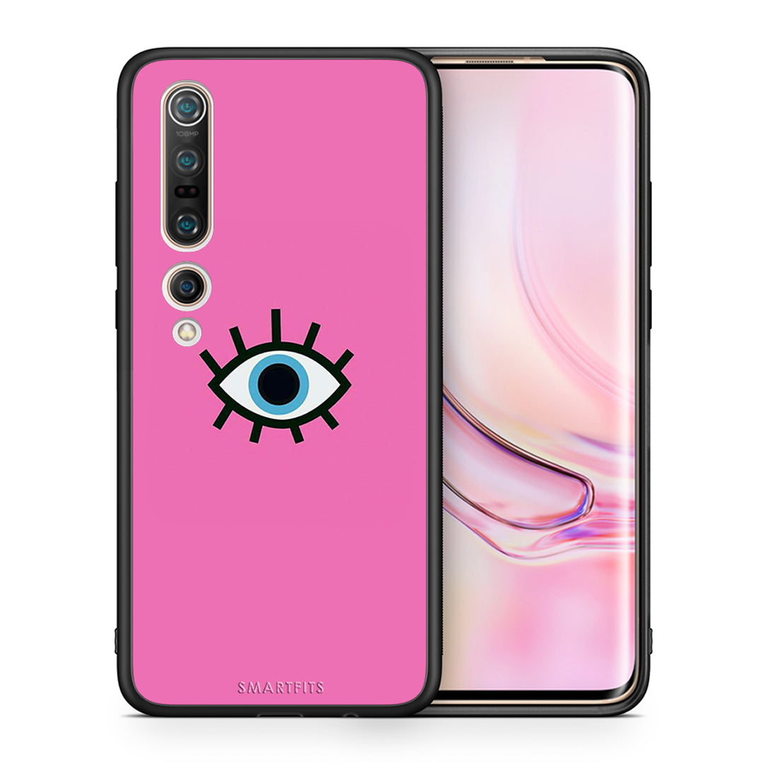 Θήκη Xiaomi Mi 10 Pro Blue Eye Pink από τη Smartfits με σχέδιο στο πίσω μέρος και μαύρο περίβλημα | Xiaomi Mi 10 Pro Blue Eye Pink case with colorful back and black bezels