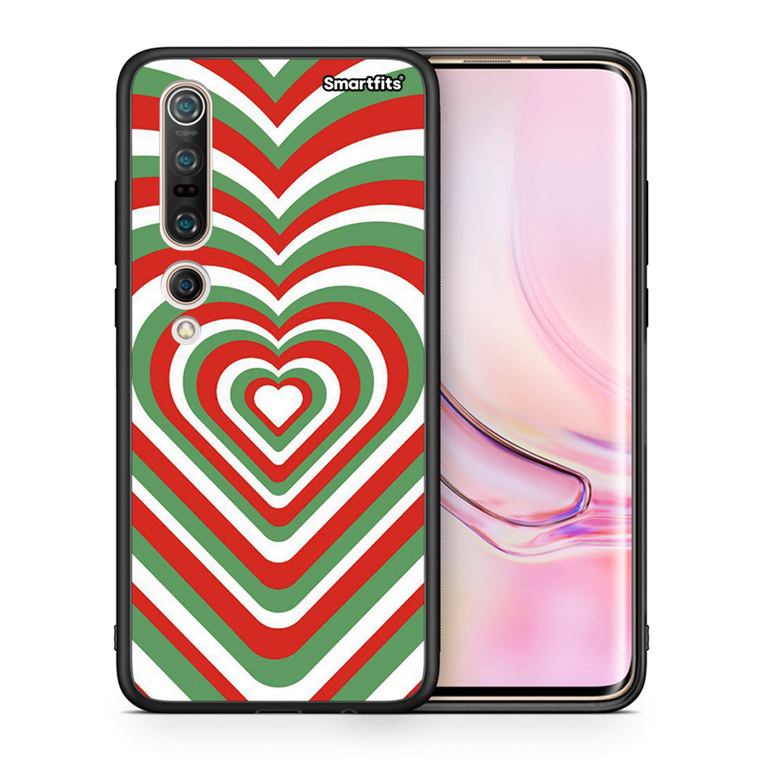 Θήκη Xiaomi Mi 10 Christmas Hearts από τη Smartfits με σχέδιο στο πίσω μέρος και μαύρο περίβλημα | Xiaomi Mi 10 Christmas Hearts case with colorful back and black bezels