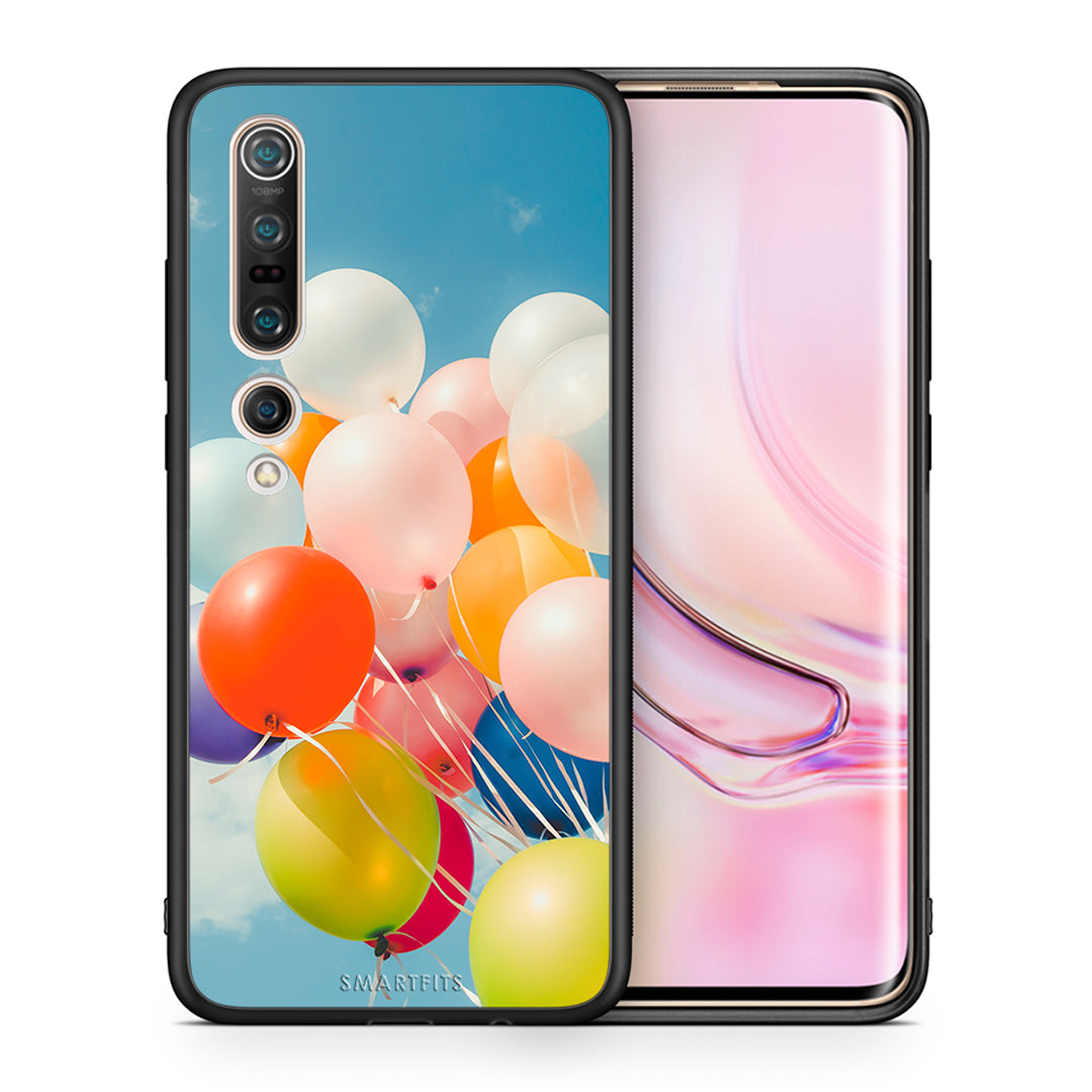 Θήκη Xiaomi Mi 10 Pro Colorful Balloons από τη Smartfits με σχέδιο στο πίσω μέρος και μαύρο περίβλημα | Xiaomi Mi 10 Pro Colorful Balloons case with colorful back and black bezels