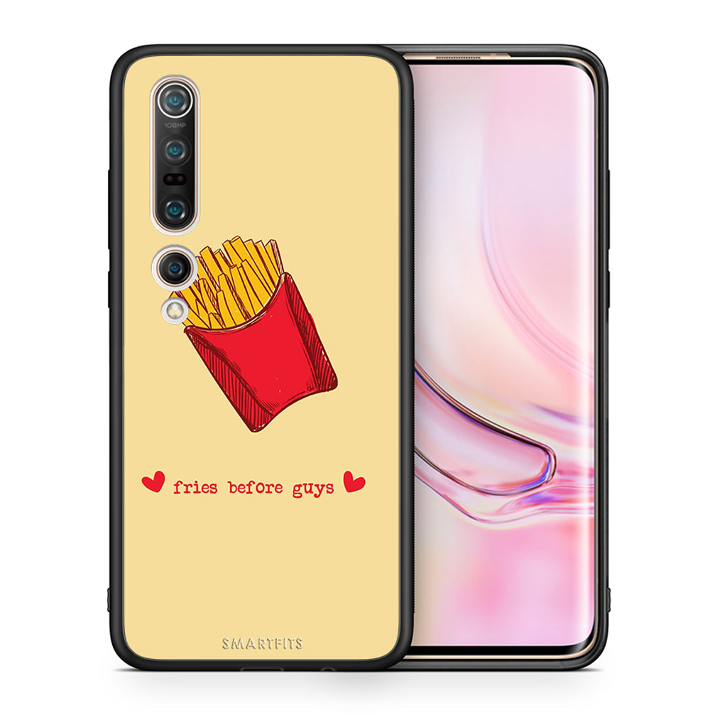 Θήκη Αγίου Βαλεντίνου Xiaomi Mi 10 Fries Before Guys από τη Smartfits με σχέδιο στο πίσω μέρος και μαύρο περίβλημα | Xiaomi Mi 10 Fries Before Guys case with colorful back and black bezels