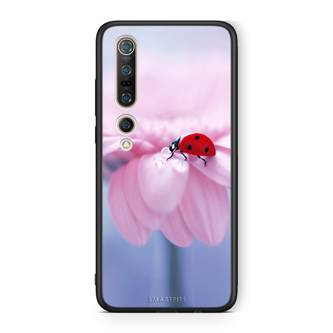 Xiaomi Mi 10 Ladybug Flower θήκη από τη Smartfits με σχέδιο στο πίσω μέρος και μαύρο περίβλημα | Smartphone case with colorful back and black bezels by Smartfits