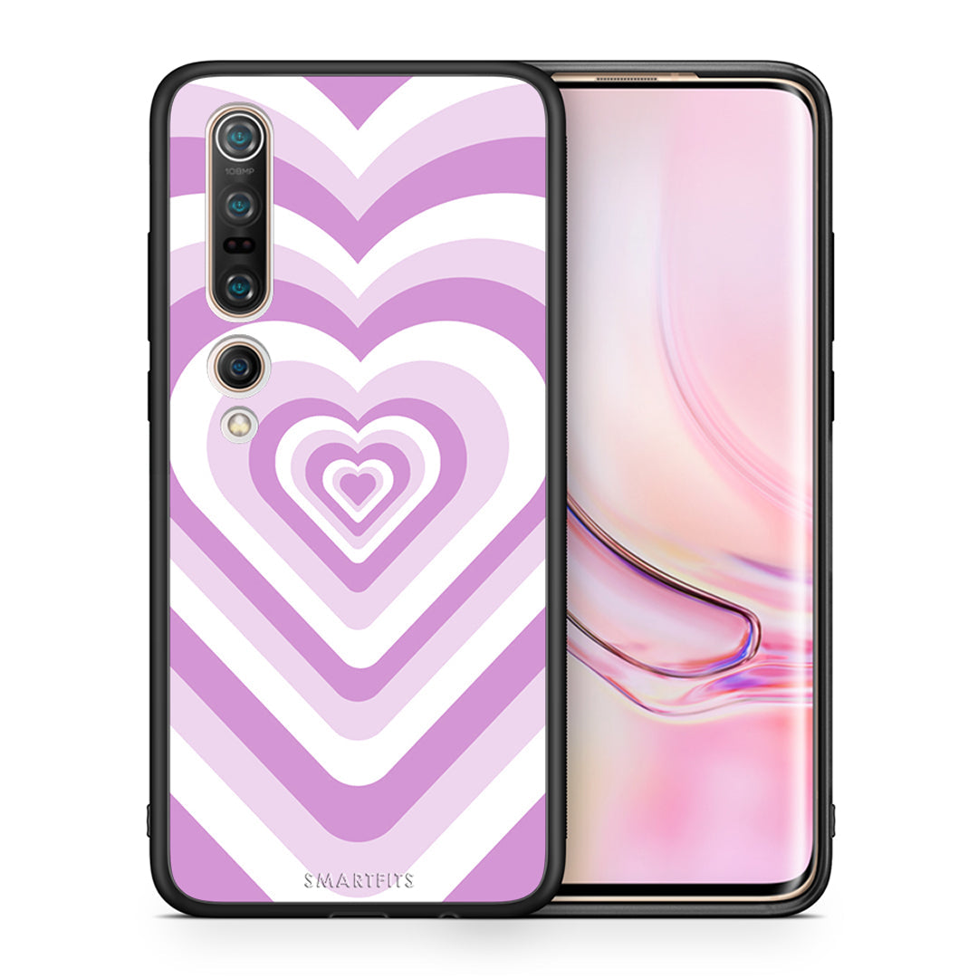 Θήκη Xiaomi Mi 10 Pro Lilac Hearts από τη Smartfits με σχέδιο στο πίσω μέρος και μαύρο περίβλημα | Xiaomi Mi 10 Pro Lilac Hearts case with colorful back and black bezels