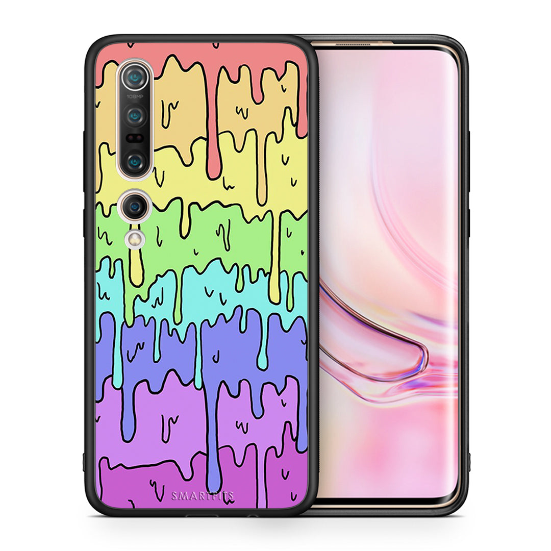 Θήκη Xiaomi Mi 10 Melting Rainbow από τη Smartfits με σχέδιο στο πίσω μέρος και μαύρο περίβλημα | Xiaomi Mi 10 Melting Rainbow case with colorful back and black bezels