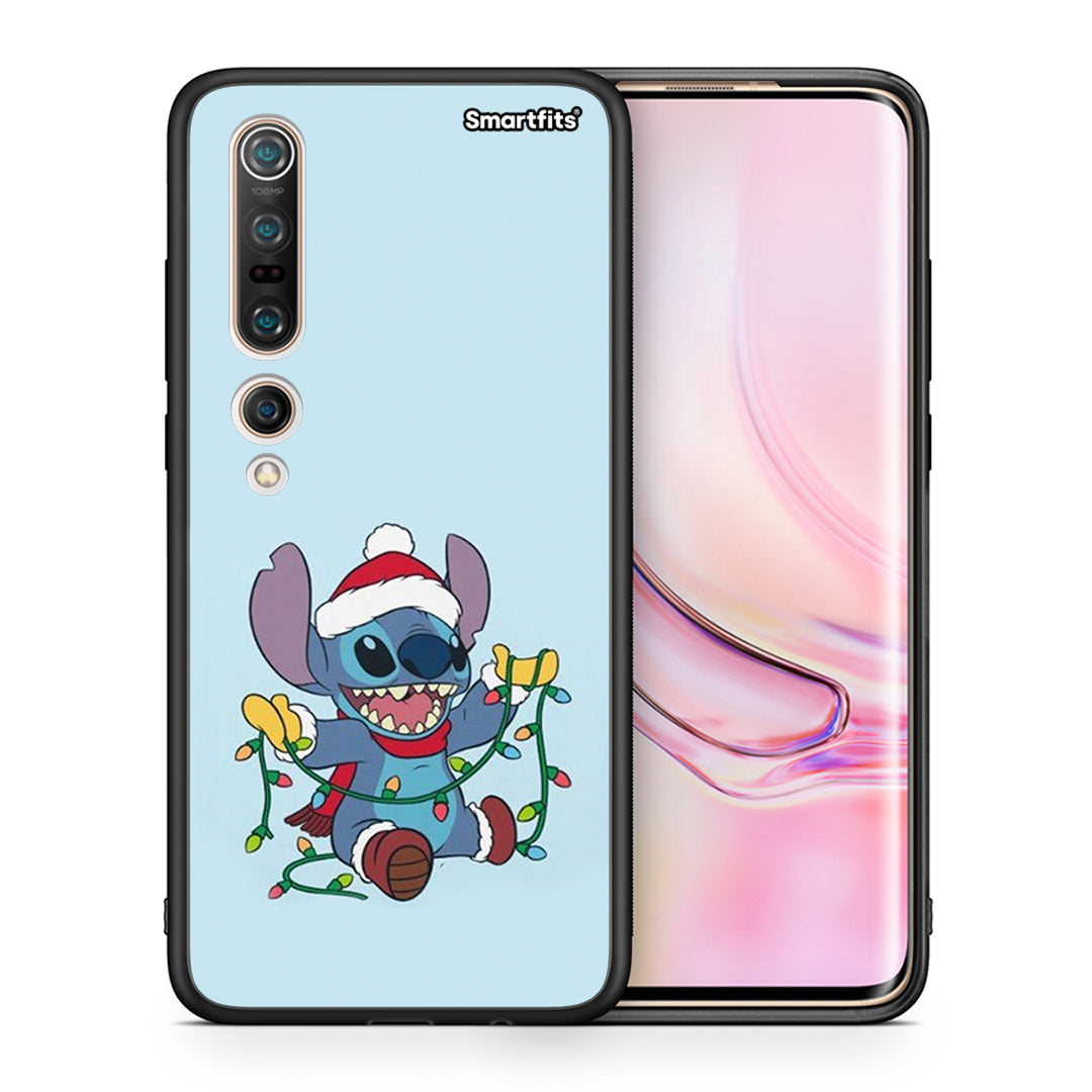 Θήκη Xiaomi Mi 10 Santa Stich από τη Smartfits με σχέδιο στο πίσω μέρος και μαύρο περίβλημα | Xiaomi Mi 10 Santa Stich case with colorful back and black bezels