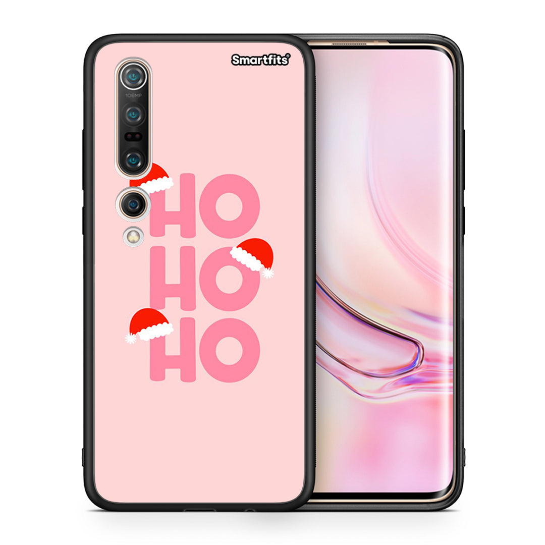 Θήκη Xiaomi Mi 10 Xmas Ho Ho Ho από τη Smartfits με σχέδιο στο πίσω μέρος και μαύρο περίβλημα | Xiaomi Mi 10 Xmas Ho Ho Ho case with colorful back and black bezels