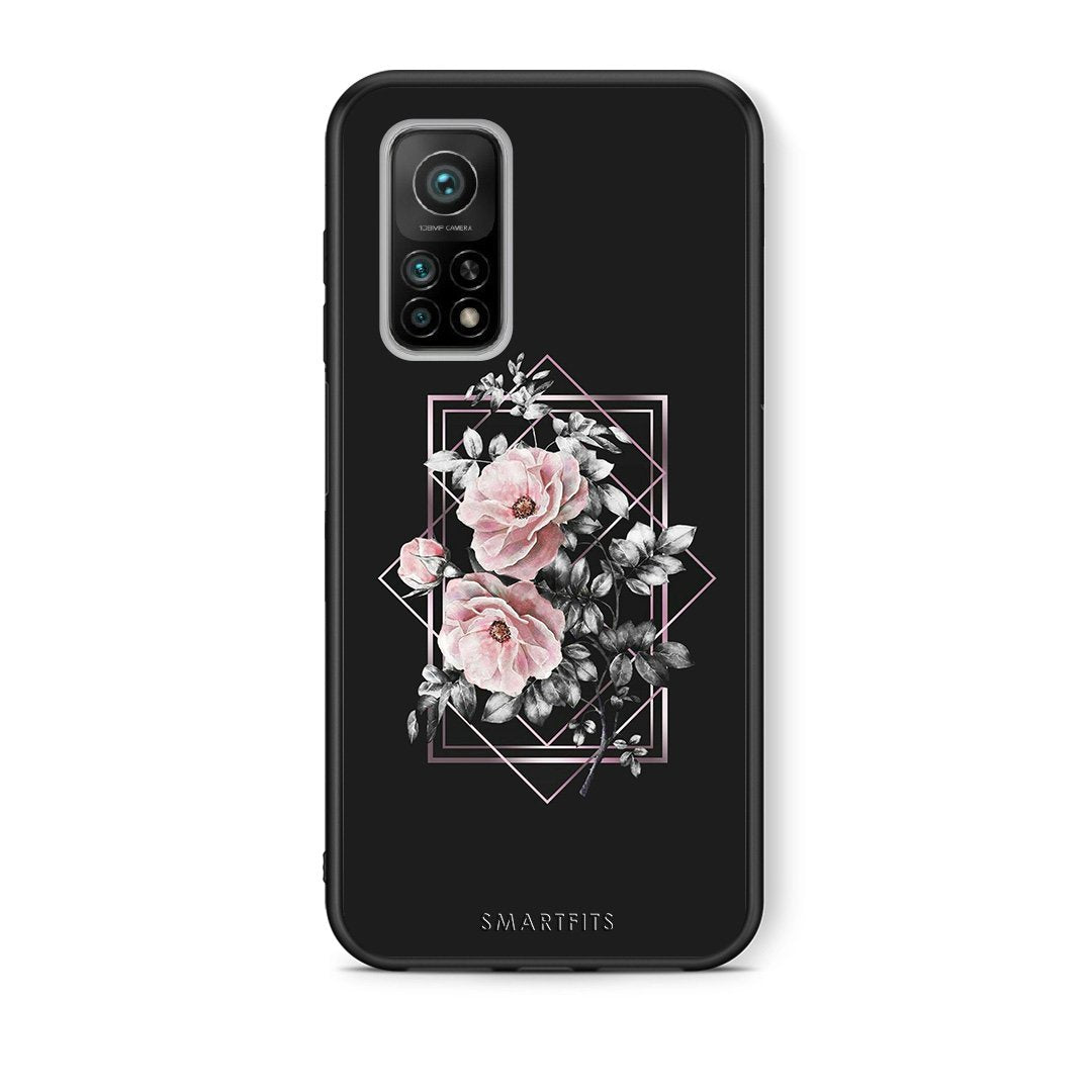 Θήκη Xiaomi Mi 10T/10T Pro Frame Flower από τη Smartfits με σχέδιο στο πίσω μέρος και μαύρο περίβλημα | Xiaomi Mi 10T/10T Pro Frame Flower case with colorful back and black bezels
