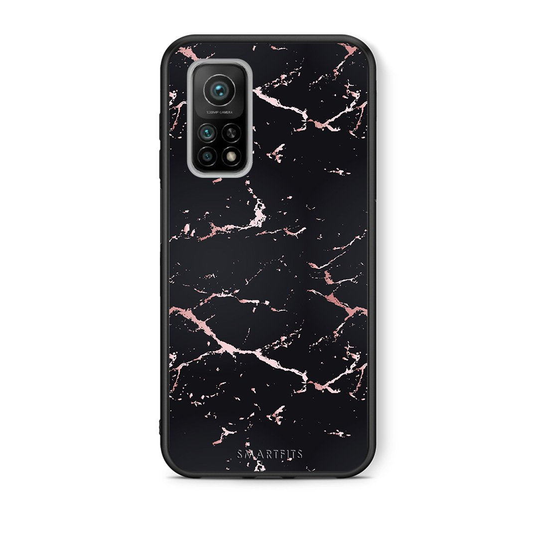 Θήκη Xiaomi Mi 10T/10T Pro Black Rosegold Marble από τη Smartfits με σχέδιο στο πίσω μέρος και μαύρο περίβλημα | Xiaomi Mi 10T/10T Pro Black Rosegold Marble case with colorful back and black bezels