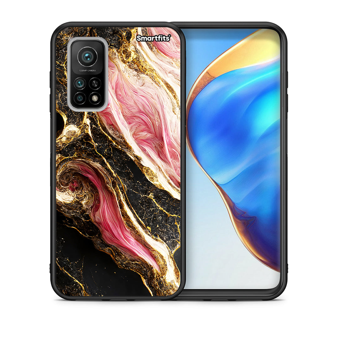 Θήκη Xiaomi Mi 10T/10T Pro Glamorous Pink Marble από τη Smartfits με σχέδιο στο πίσω μέρος και μαύρο περίβλημα | Xiaomi Mi 10T/10T Pro Glamorous Pink Marble case with colorful back and black bezels