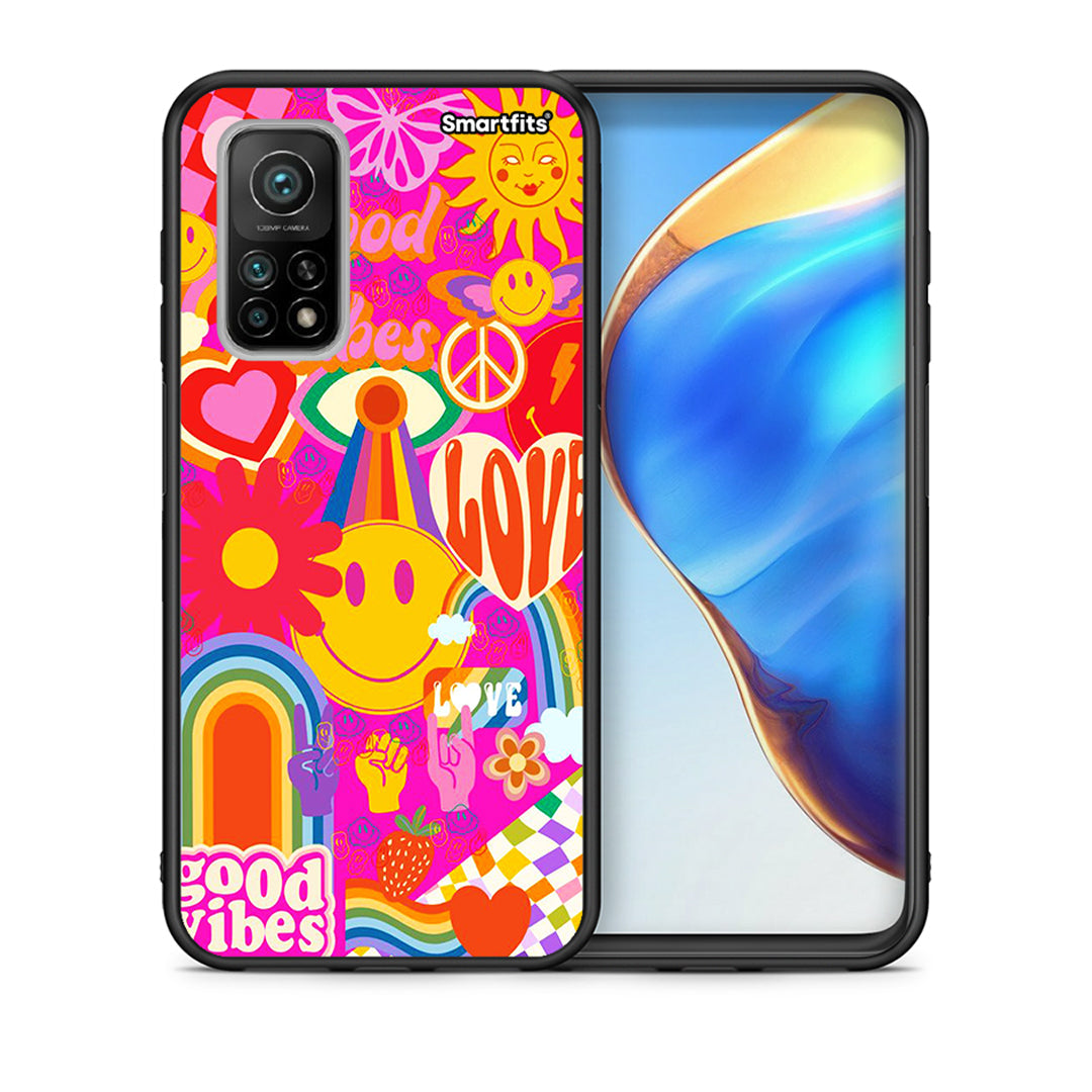 Θήκη Xiaomi Mi 10T/10T Pro Hippie Love από τη Smartfits με σχέδιο στο πίσω μέρος και μαύρο περίβλημα | Xiaomi Mi 10T/10T Pro Hippie Love case with colorful back and black bezels