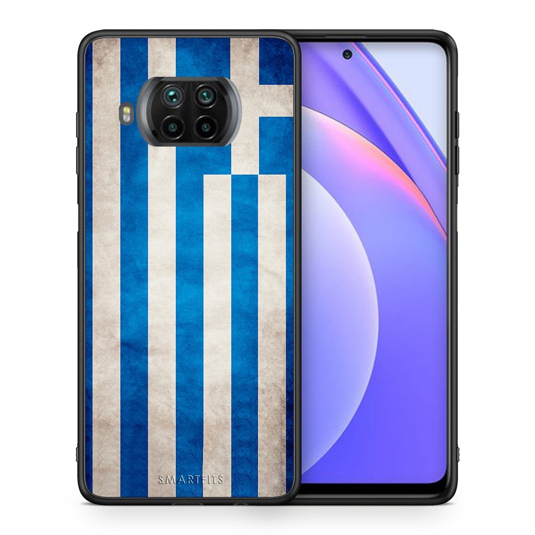 Θήκη Xiaomi Mi 10T Lite Greek Flag από τη Smartfits με σχέδιο στο πίσω μέρος και μαύρο περίβλημα | Xiaomi Mi 10T Lite Greek Flag case with colorful back and black bezels