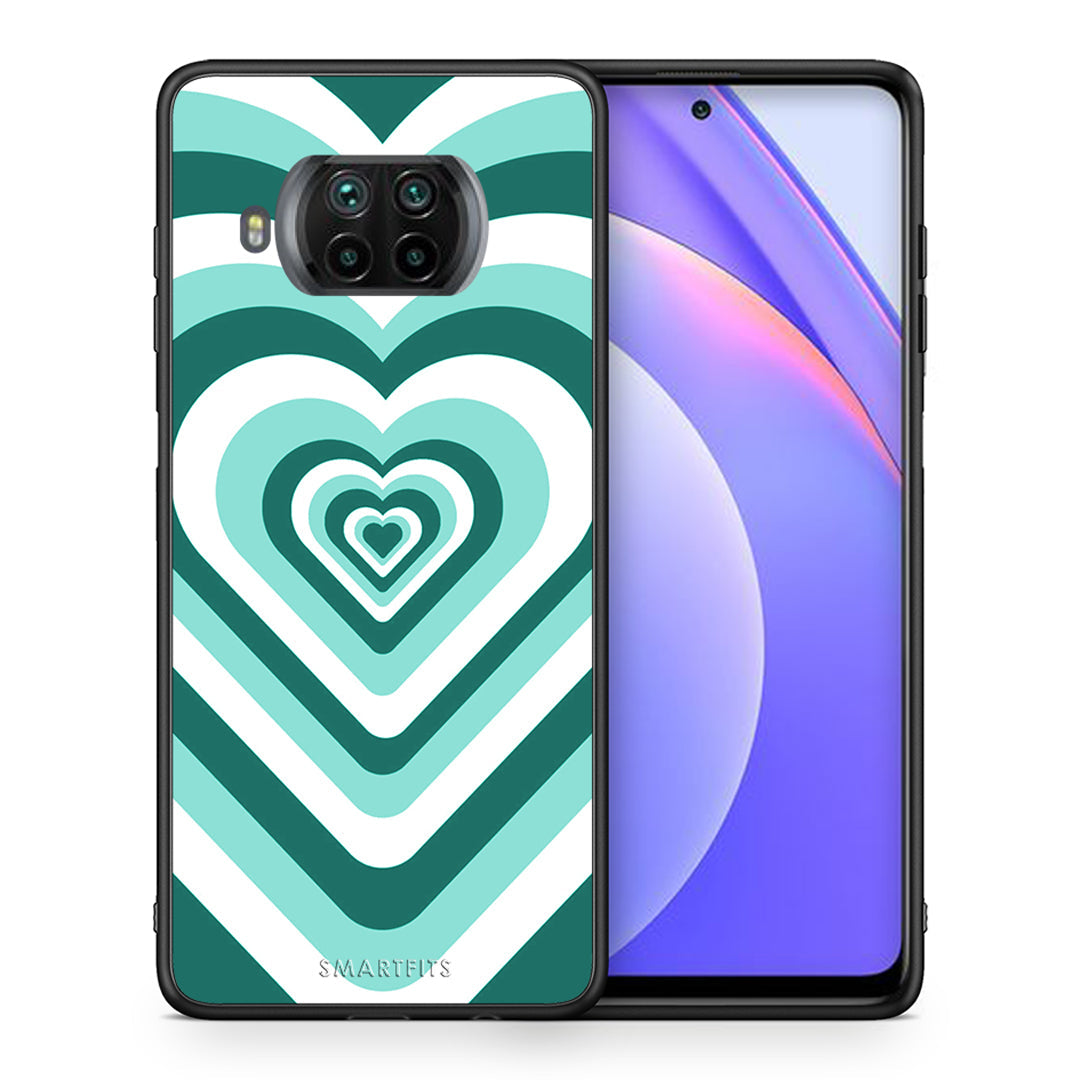 Θήκη Xiaomi Mi 10T Lite Green Hearts από τη Smartfits με σχέδιο στο πίσω μέρος και μαύρο περίβλημα | Xiaomi Mi 10T Lite Green Hearts case with colorful back and black bezels