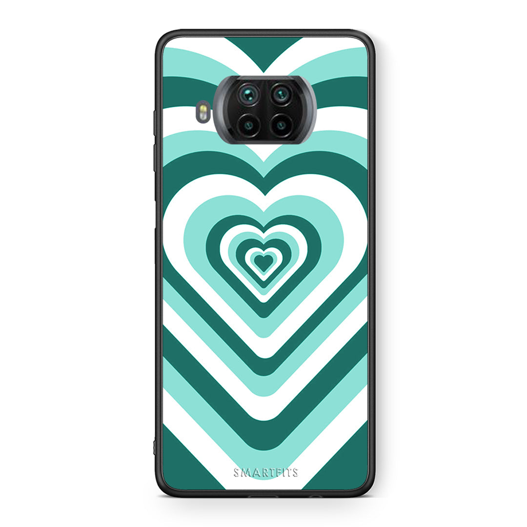 Θήκη Xiaomi Mi 10T Lite Green Hearts από τη Smartfits με σχέδιο στο πίσω μέρος και μαύρο περίβλημα | Xiaomi Mi 10T Lite Green Hearts case with colorful back and black bezels