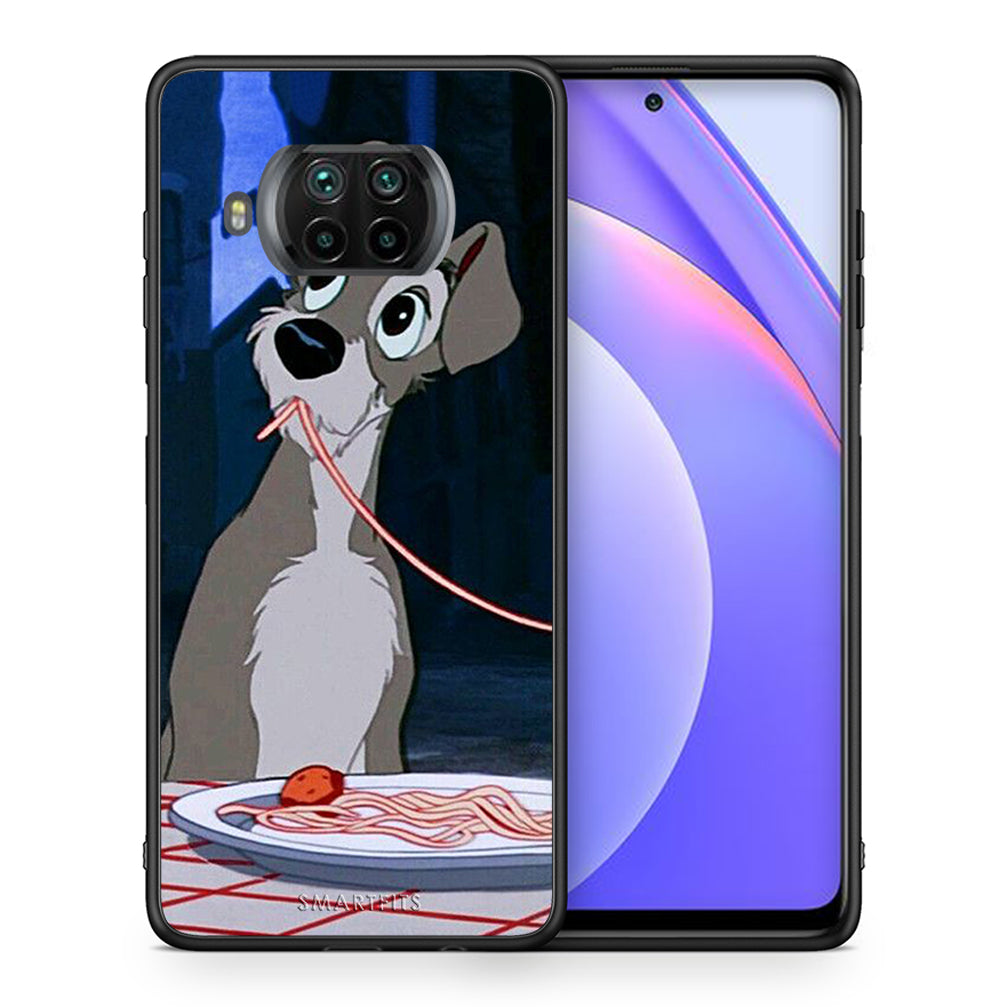 Θήκη Αγίου Βαλεντίνου Xiaomi Mi 10T Lite Lady And Tramp 1 από τη Smartfits με σχέδιο στο πίσω μέρος και μαύρο περίβλημα | Xiaomi Mi 10T Lite Lady And Tramp 1 case with colorful back and black bezels