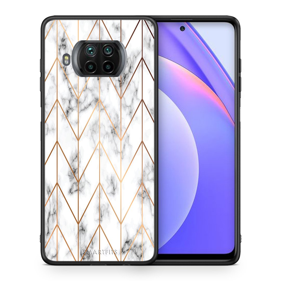 Θήκη Xiaomi Mi 10T Lite Gold Geometric Marble από τη Smartfits με σχέδιο στο πίσω μέρος και μαύρο περίβλημα | Xiaomi Mi 10T Lite Gold Geometric Marble case with colorful back and black bezels