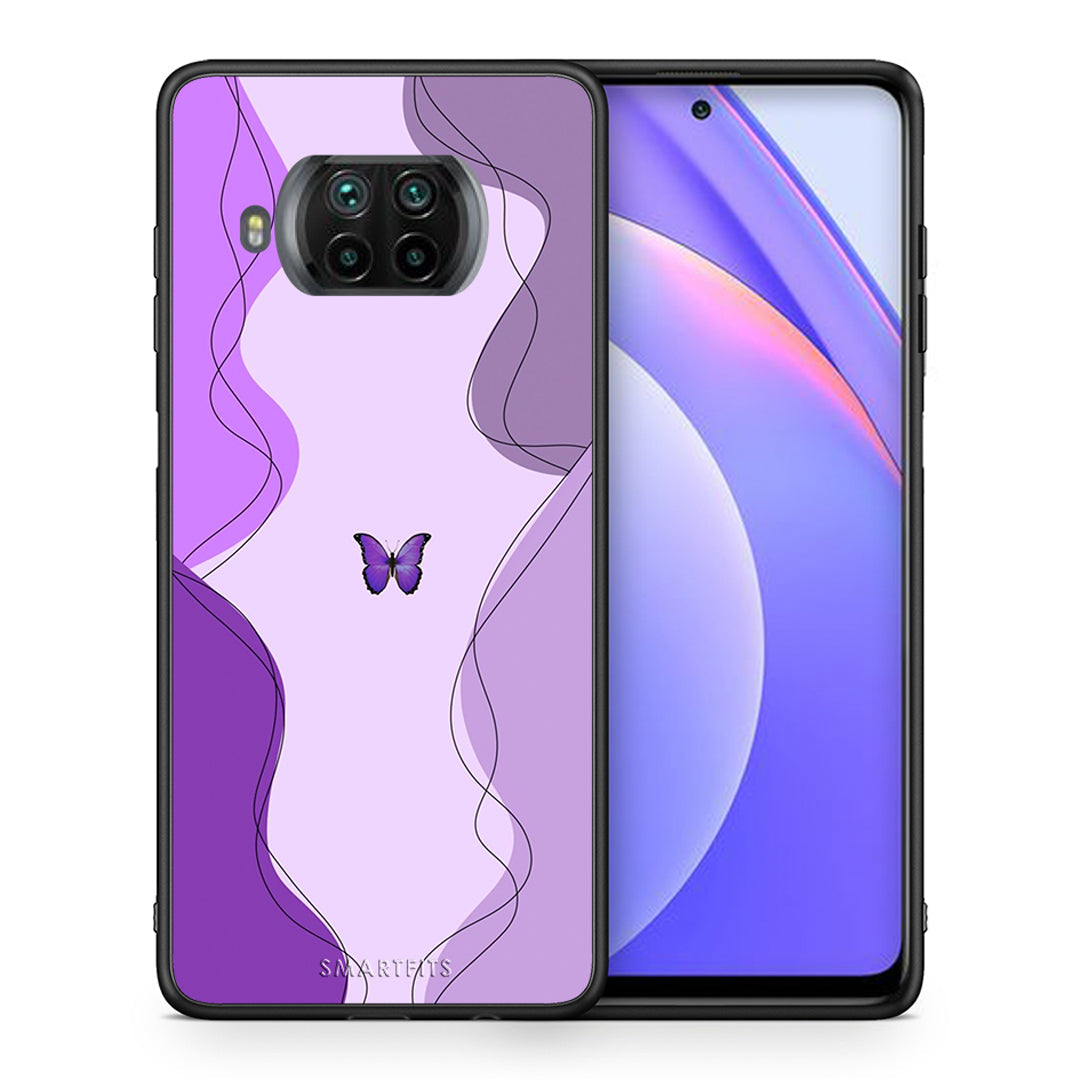 Θήκη Αγίου Βαλεντίνου Xiaomi Mi 10T Lite Purple Mariposa από τη Smartfits με σχέδιο στο πίσω μέρος και μαύρο περίβλημα | Xiaomi Mi 10T Lite Purple Mariposa case with colorful back and black bezels