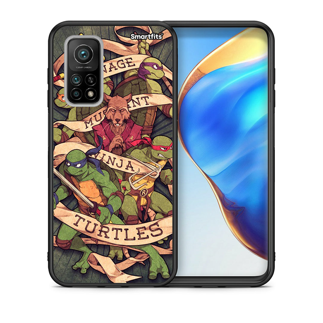 Θήκη Xiaomi Mi 10T/10T Pro Ninja Turtles από τη Smartfits με σχέδιο στο πίσω μέρος και μαύρο περίβλημα | Xiaomi Mi 10T/10T Pro Ninja Turtles case with colorful back and black bezels