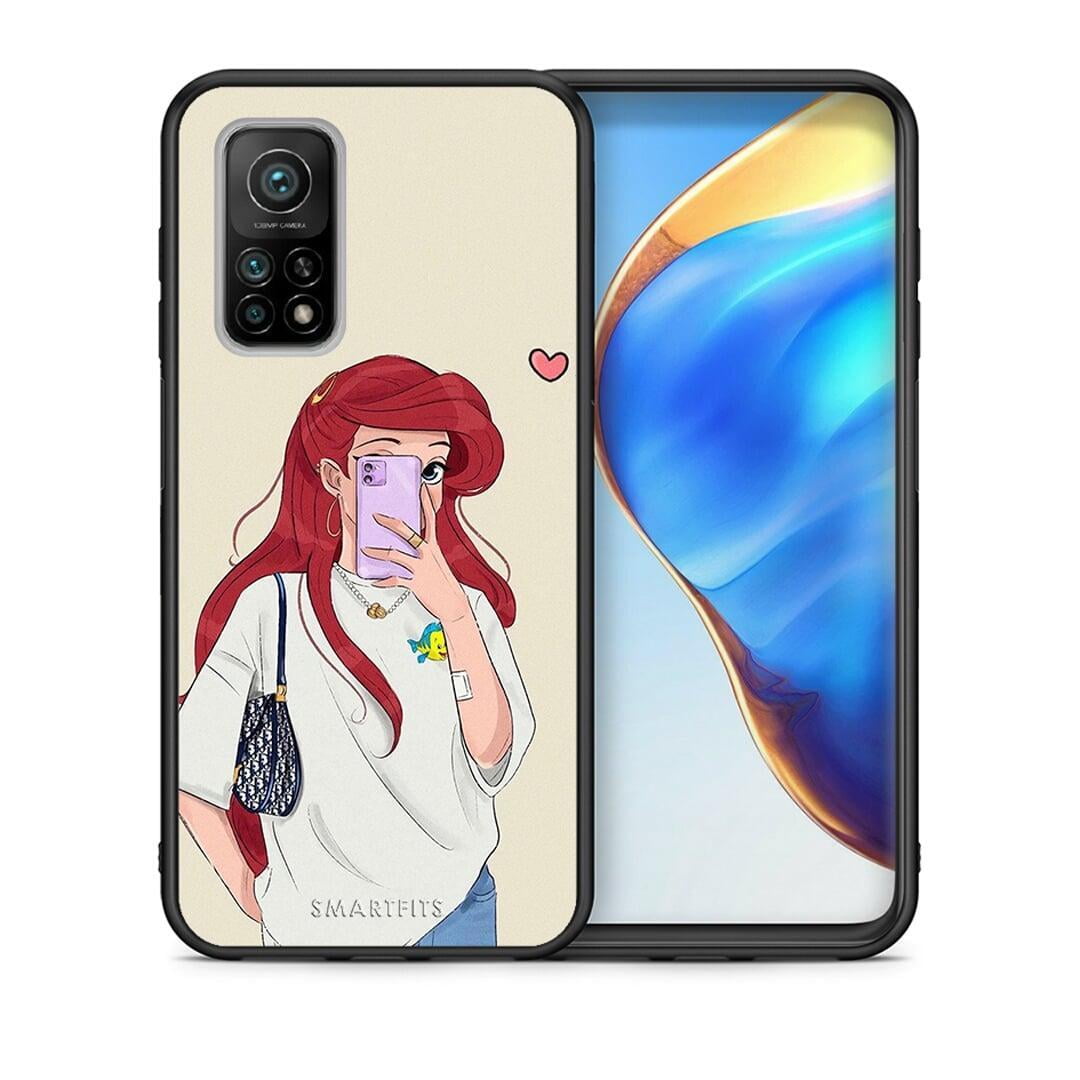 Θήκη Xiaomi Mi 10T / 10T Pro Walking Mermaid από τη Smartfits με σχέδιο στο πίσω μέρος και μαύρο περίβλημα | Xiaomi Mi 10T / 10T Pro Walking Mermaid case with colorful back and black bezels