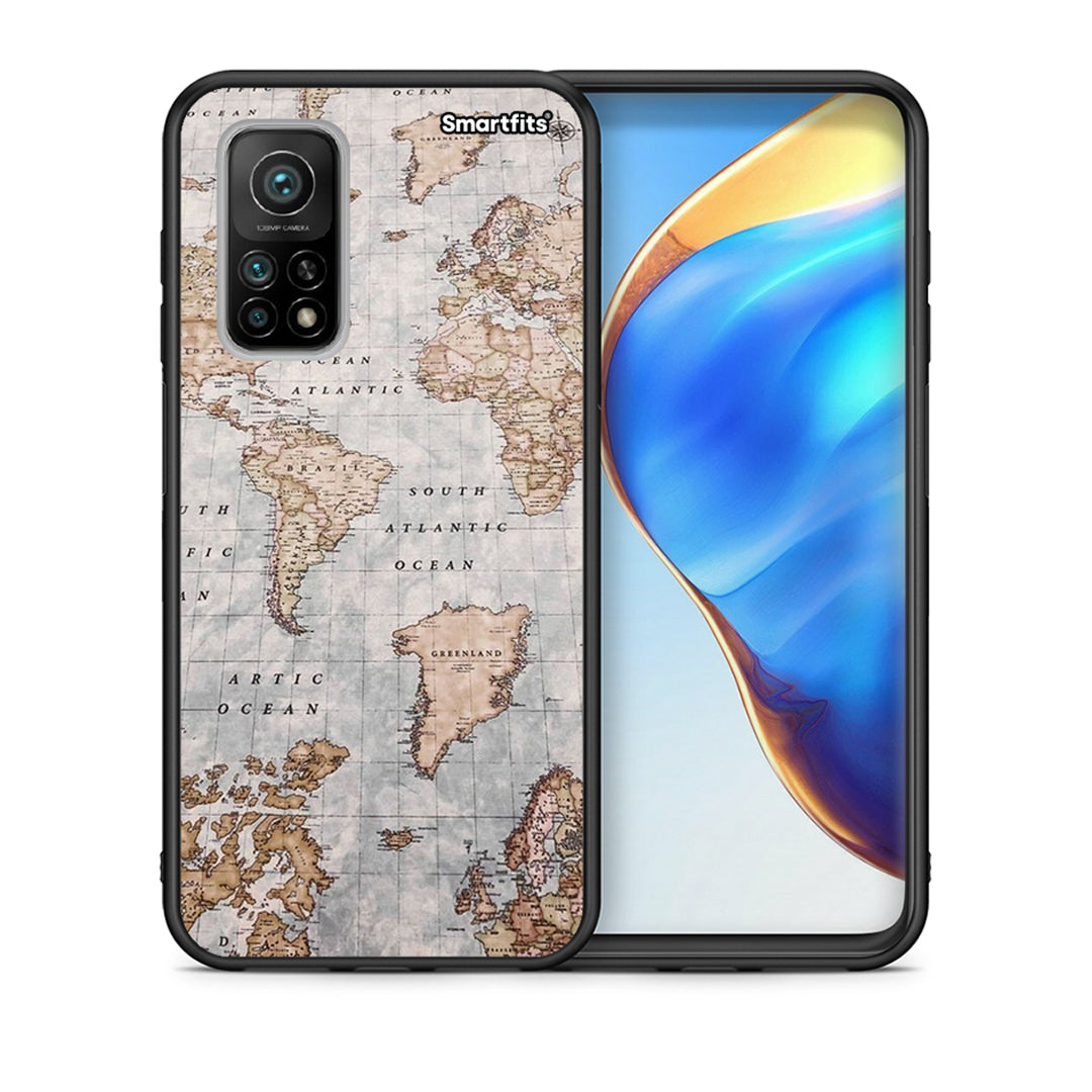 Θήκη Xiaomi Mi 10T / 10T Pro World Map από τη Smartfits με σχέδιο στο πίσω μέρος και μαύρο περίβλημα | Xiaomi Mi 10T / 10T Pro World Map case with colorful back and black bezels