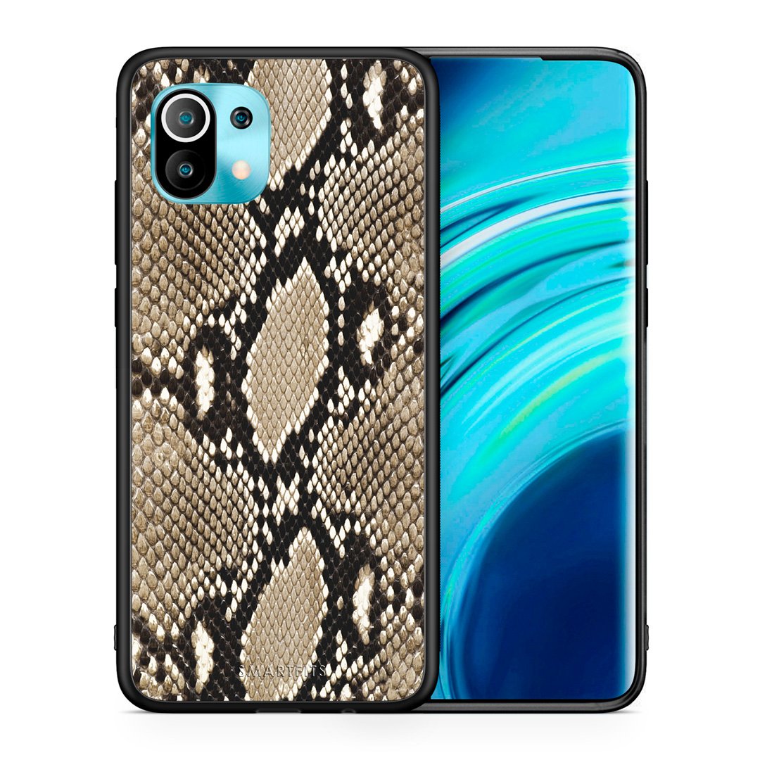 Θήκη Xiaomi Mi 11 Fashion Snake Animal από τη Smartfits με σχέδιο στο πίσω μέρος και μαύρο περίβλημα | Xiaomi Mi 11 Fashion Snake Animal case with colorful back and black bezels
