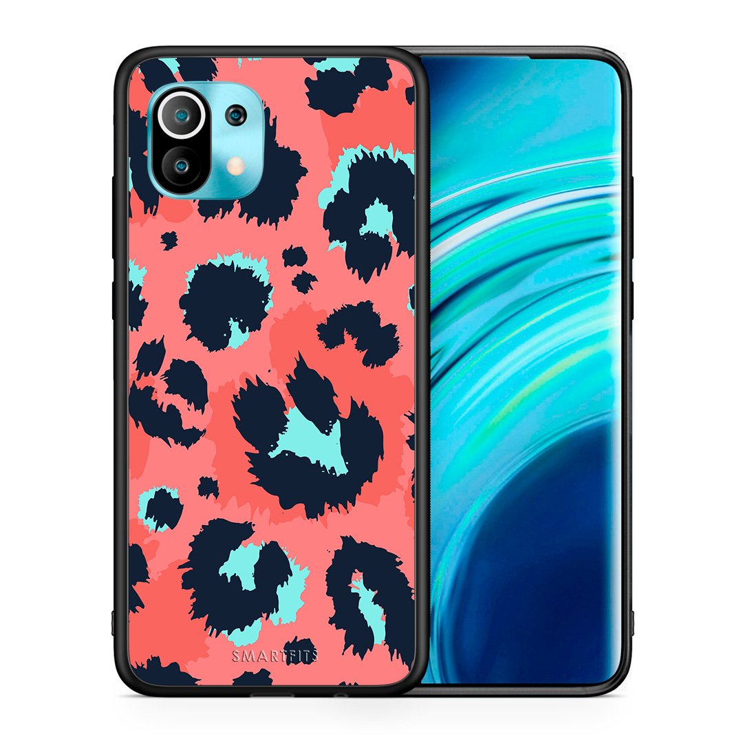 Θήκη Xiaomi Mi 11 Pink Leopard Animal από τη Smartfits με σχέδιο στο πίσω μέρος και μαύρο περίβλημα | Xiaomi Mi 11 Pink Leopard Animal case with colorful back and black bezels