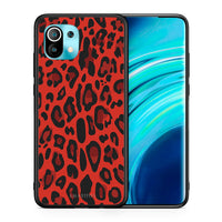 Thumbnail for Θήκη Xiaomi Mi 11 Red Leopard Animal από τη Smartfits με σχέδιο στο πίσω μέρος και μαύρο περίβλημα | Xiaomi Mi 11 Red Leopard Animal case with colorful back and black bezels
