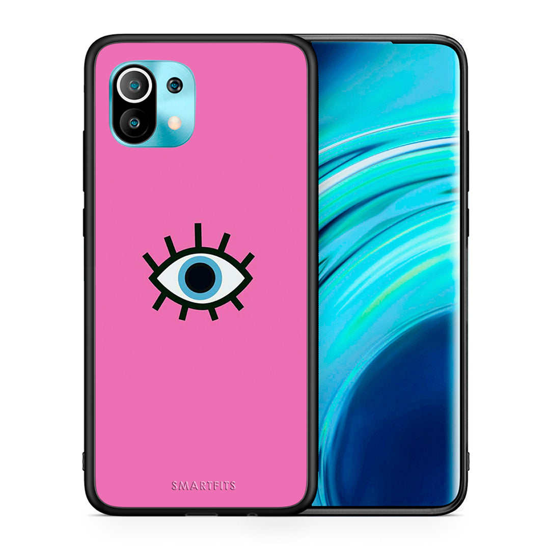 Θήκη Xiaomi Mi 11 Blue Eye Pink από τη Smartfits με σχέδιο στο πίσω μέρος και μαύρο περίβλημα | Xiaomi Mi 11 Blue Eye Pink case with colorful back and black bezels