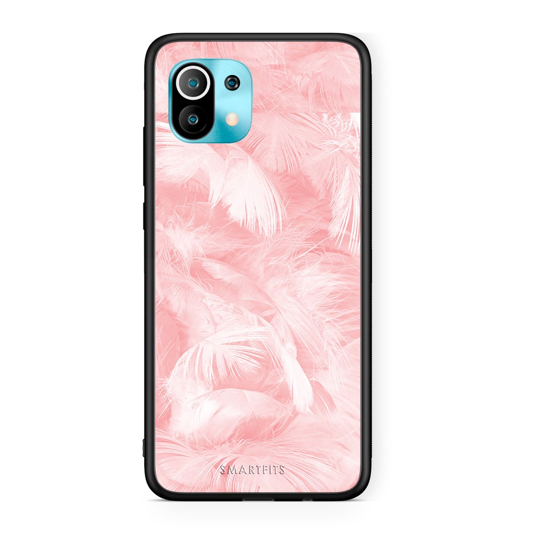 33 - Xiaomi Mi 11 Pink Feather Boho case, cover, bumper