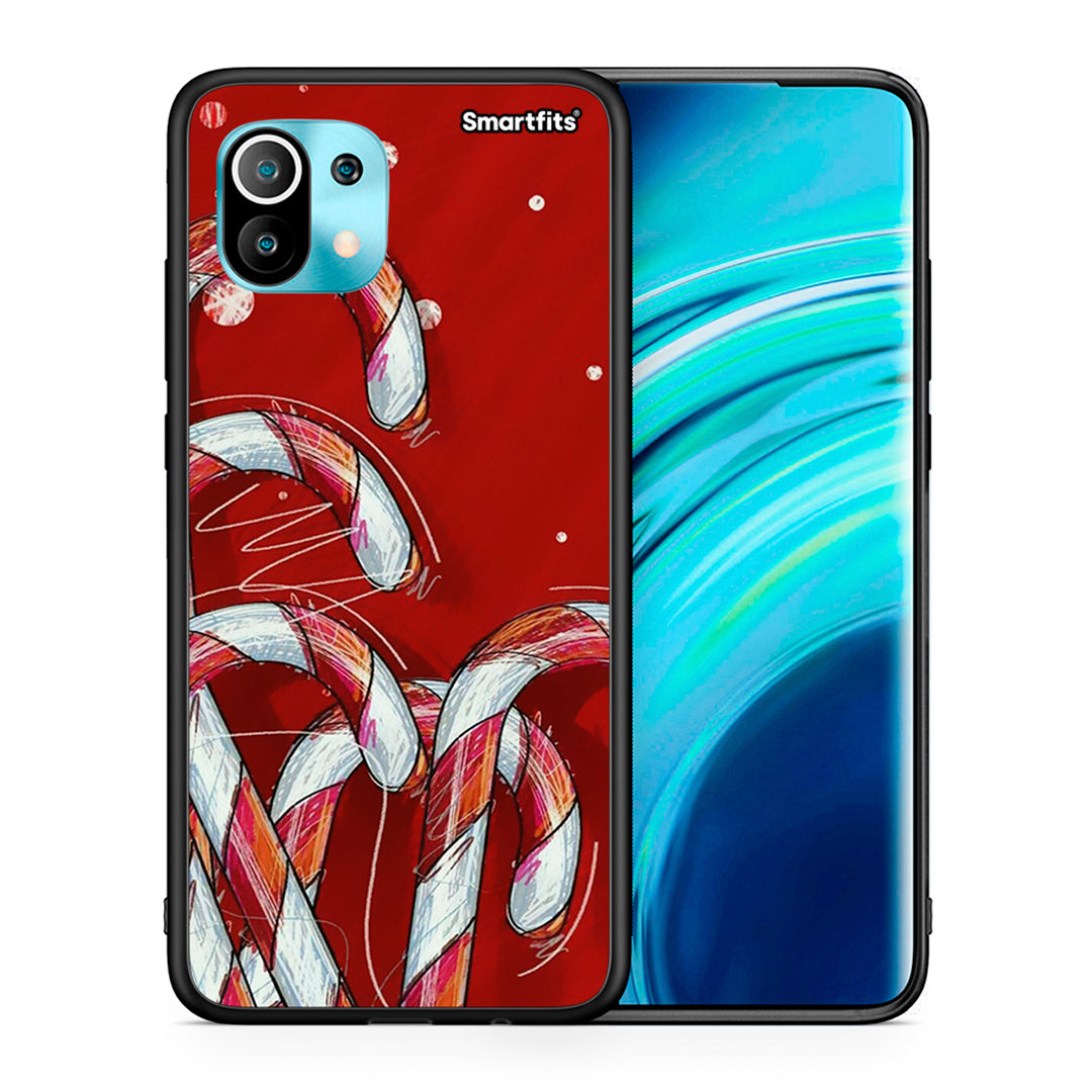 Θήκη Xiaomi Mi 11 Candy Cane από τη Smartfits με σχέδιο στο πίσω μέρος και μαύρο περίβλημα | Xiaomi Mi 11 Candy Cane case with colorful back and black bezels