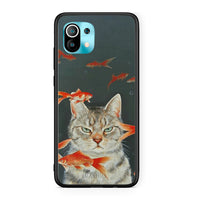 Thumbnail for Xiaomi Mi 11 Cat Goldfish θήκη από τη Smartfits με σχέδιο στο πίσω μέρος και μαύρο περίβλημα | Smartphone case with colorful back and black bezels by Smartfits